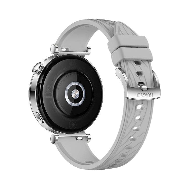 For Huawei Watch GT 4 18mm Texture Silver Buckle Silicone Watch Band(Light Grey)