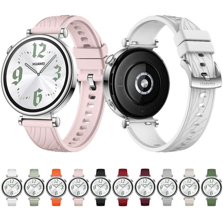 For Huawei Watch GT 4 18mm Texture Silver Buckle Silicone Watch Band(Black)