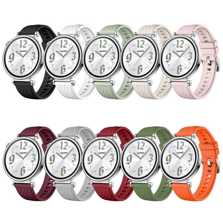 For Huawei Watch GT 4 18mm Texture Silver Buckle Silicone Watch Band(Wine Red)