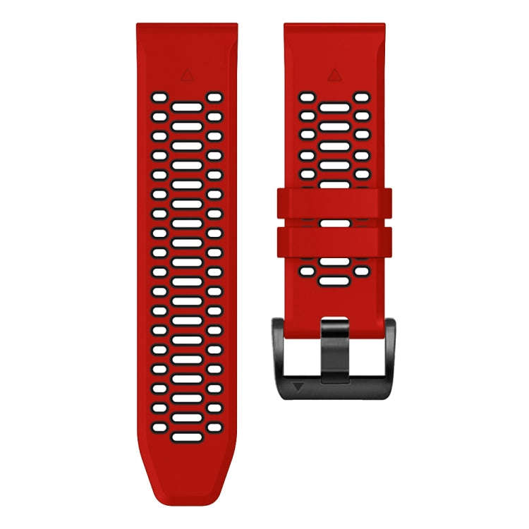 For Garmin Fenix 7 22mm Three Rows Hole Two Color Silicone Watch Band(Red Black)