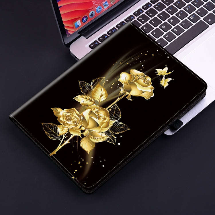 For Lenovo Tab K11 Plus Crystal Texture Painted Leather Tablet Case(Gold Butterfly Rose)