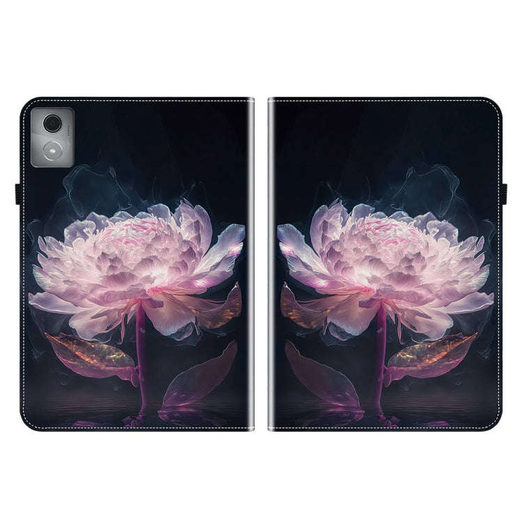For Lenovo Tab K11 Plus Crystal Texture Painted Leather Tablet Case(Purple Peony)