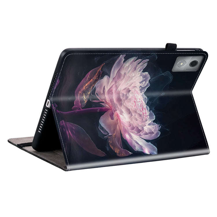 For Lenovo Tab K11 Plus Crystal Texture Painted Leather Tablet Case(Purple Peony)