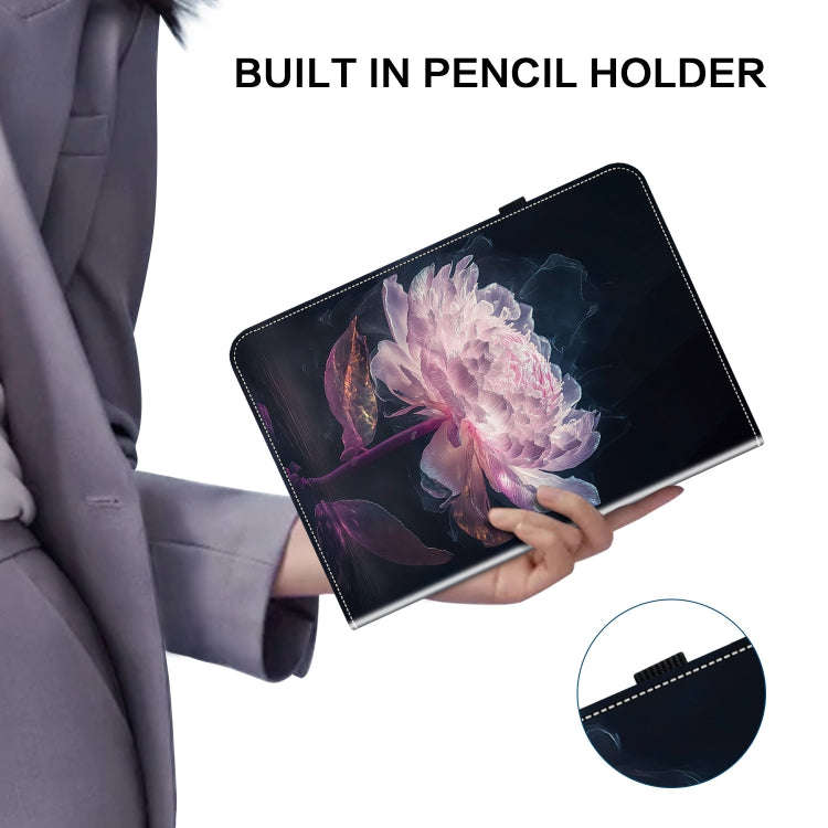 For Lenovo Tab K11 Plus Crystal Texture Painted Leather Tablet Case(Purple Peony)