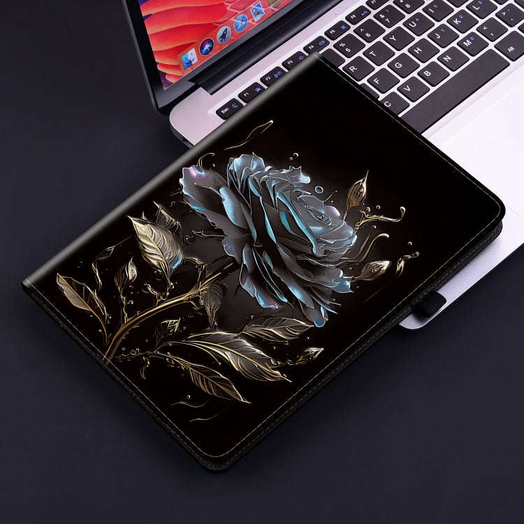 For Lenovo Tab K11 Plus Crystal Texture Painted Leather Tablet Case(Black Rose)