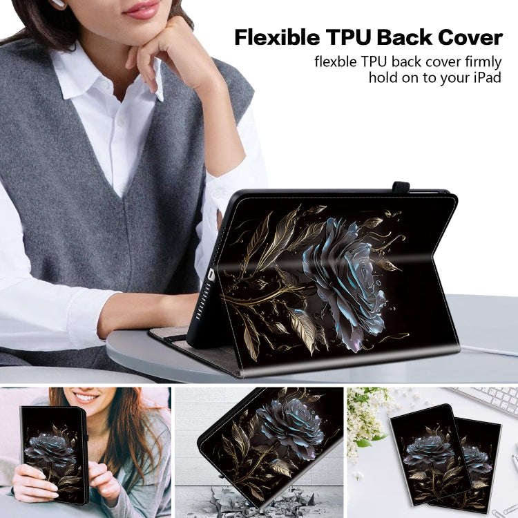 For Lenovo Tab K11 Plus Crystal Texture Painted Leather Tablet Case(Black Rose)