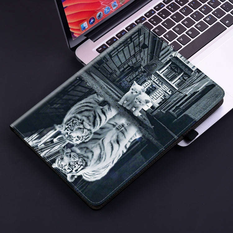 For Lenovo Tab K11 Plus Crystal Texture Painted Leather Tablet Case(Cat Reflection Tiger)