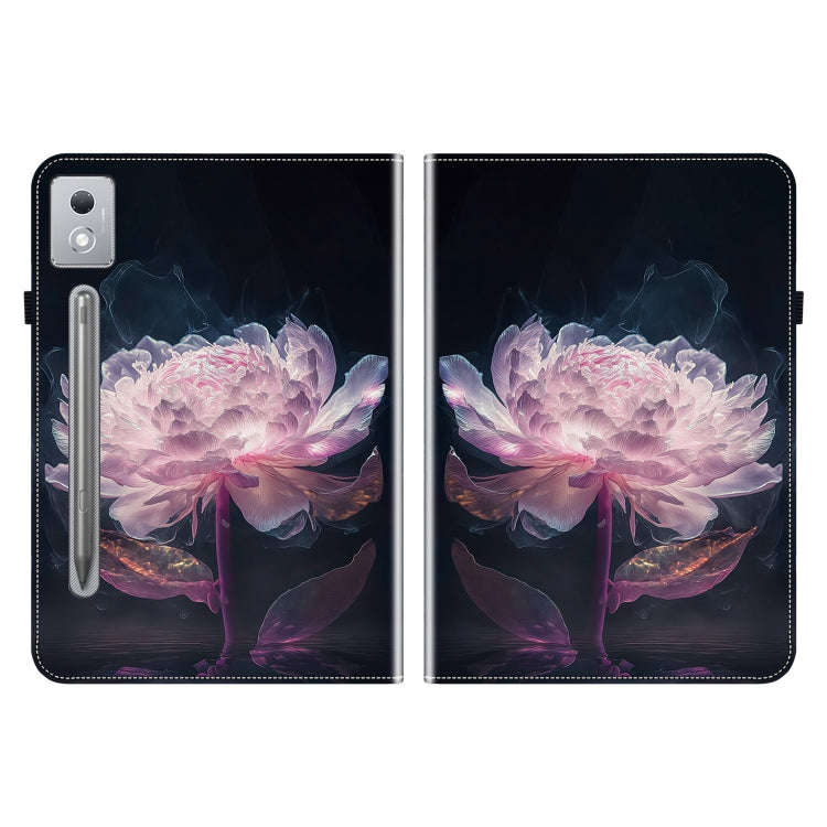 For Lenovo Tab P12 12.7 2025 Crystal Texture Painted Leather Tablet Case(Purple Peony)