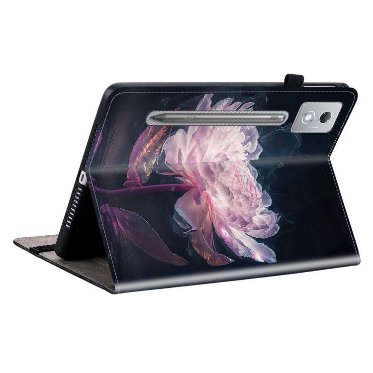 For Lenovo Tab P12 12.7 2025 Crystal Texture Painted Leather Tablet Case(Purple Peony)