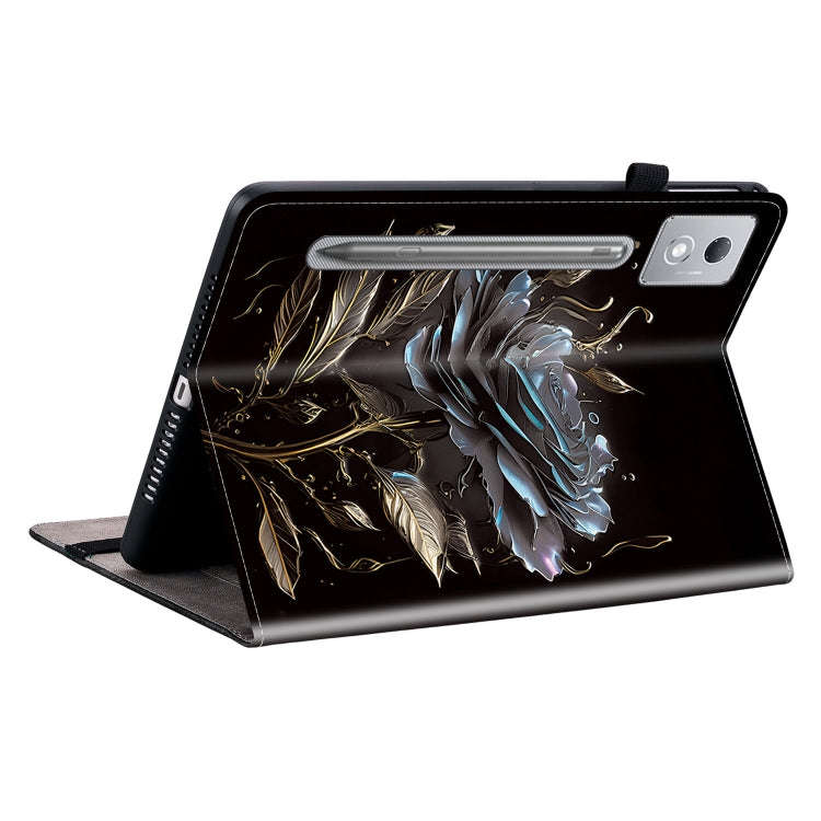 For Lenovo Tab P12 12.7 2025 Crystal Texture Painted Leather Tablet Case(Black Rose)