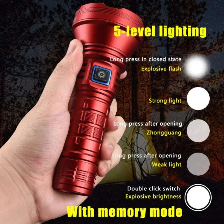812-BT90 50W Spotlight 3000LM USB Rechargeable LED Flashlight(Black)