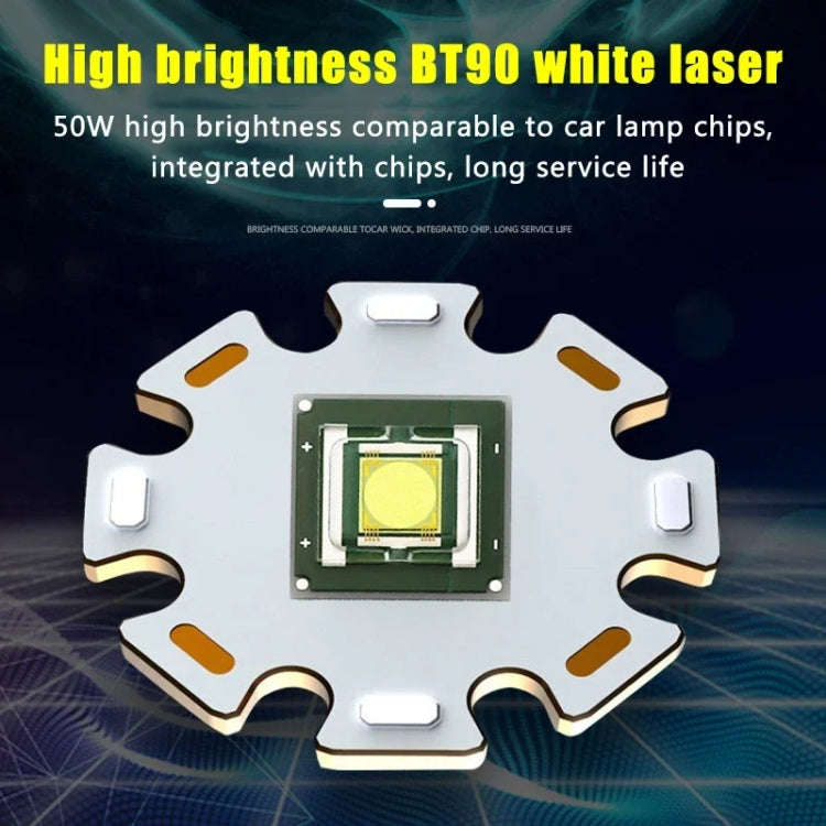 812-BT90 50W Spotlight 3000LM USB Rechargeable LED Flashlight(Black)