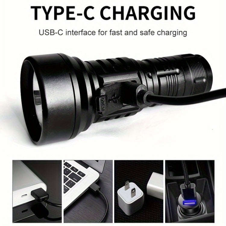 829 T40 1000LM USB Rechargeable LED Flashlight Not Battery(Black)
