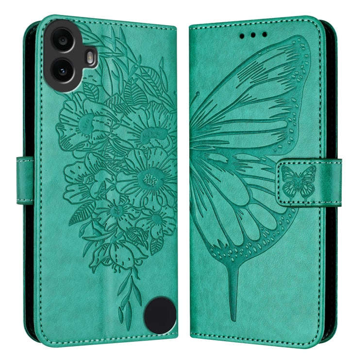 For Nothing CMF Phone 1 Embossed Butterfly Leather Phone Case(Green)