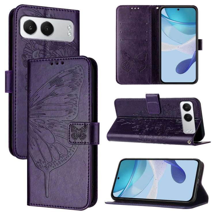 For OnePlus Nord 4 5G Embossed Butterfly Leather Phone Case(Dark Purple)