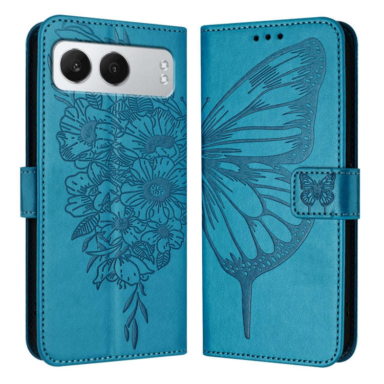 For OnePlus Nord 4 5G Embossed Butterfly Leather Phone Case(Blue)