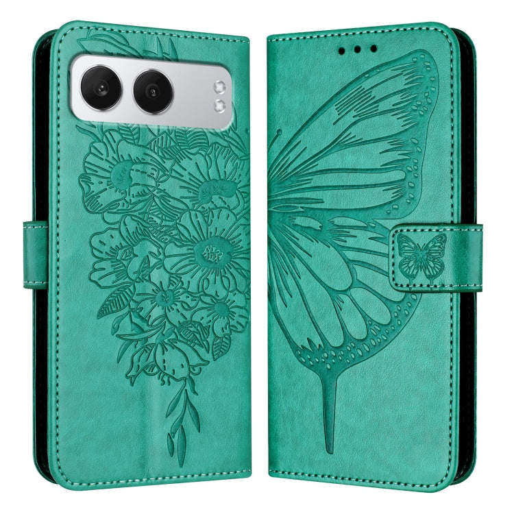 For OnePlus Nord 4 5G Embossed Butterfly Leather Phone Case(Green)