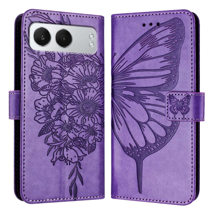 For OnePlus Nord 4 5G Embossed Butterfly Leather Phone Case(Light Purple)