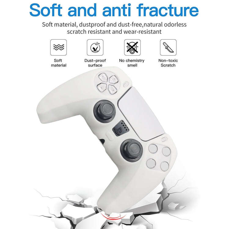 For Sony PS5 Silicone Gamepad Protective Case(White)