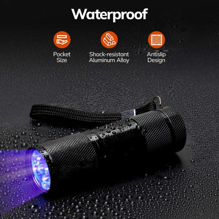 Mini 9 LEDs 395nm Ultraviolet Ray Detection Flashlight(Black)