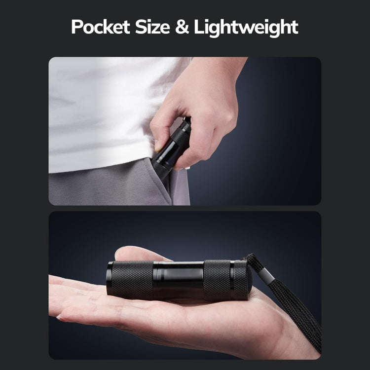 Mini 9 LEDs 395nm Ultraviolet Ray Detection Flashlight(Black)