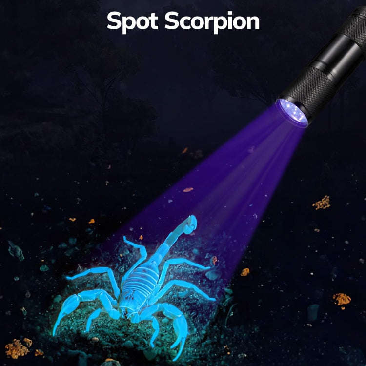 Mini 9 LEDs 395nm Ultraviolet Ray Detection Flashlight(Black)