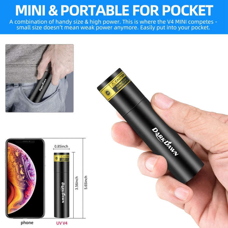 V4-365 Black Lens 365nm Ultraviolet Ray Detection Flashlight(Black)