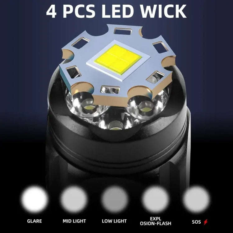 W5183 4 LEDs Highlight Mini Rechargeable Flashlight(Black)