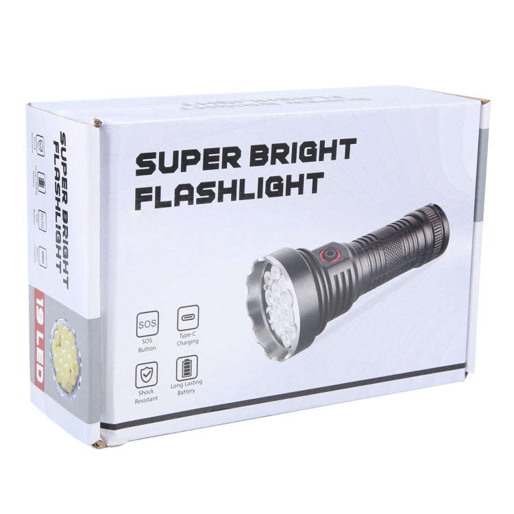 W5201-1 19 LEDs 3200LM Super Bright Rechargeable Flashlight(Black)