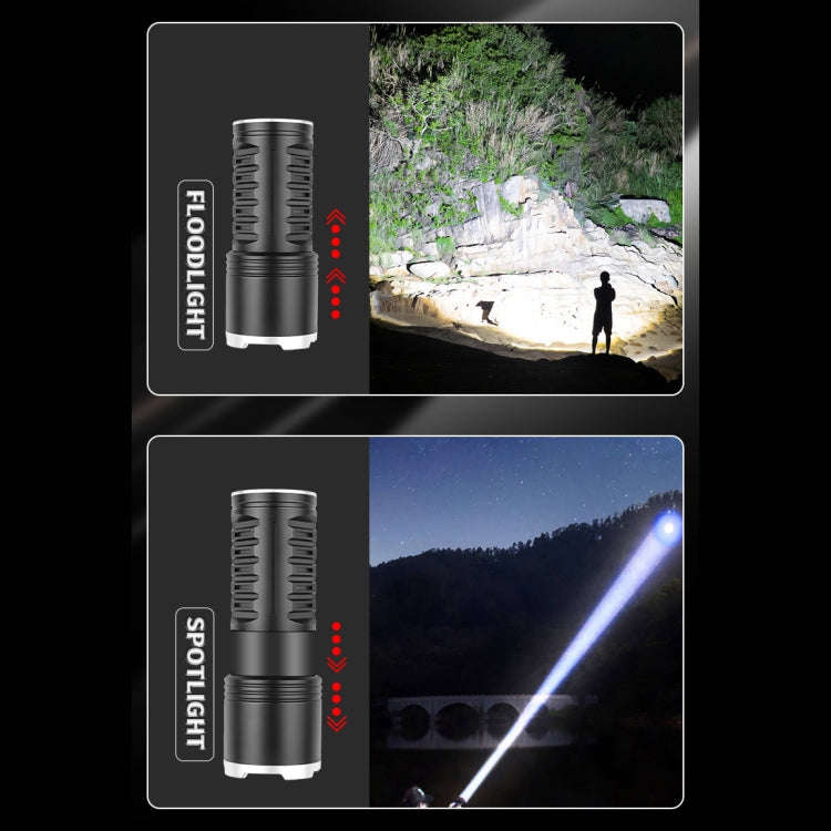 S2302 30W 1600LM High Power Telescopic Zoom Flashlight(Black)