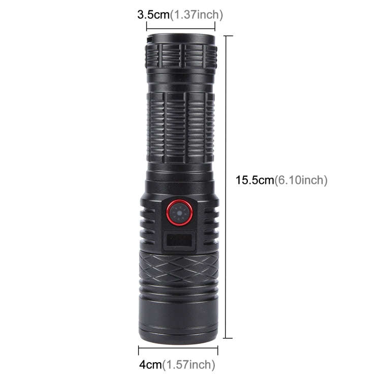 816 20W Spotlight 2000LM Telescopic Zoom LED Flashlight(Black)
