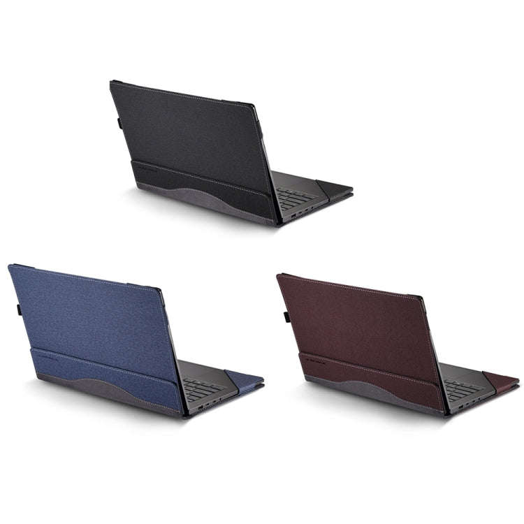 For HP Envy X360 15 inch 15-eu / 15-ew Leather Laptop Shockproof Protective Case(Dark Blue)
