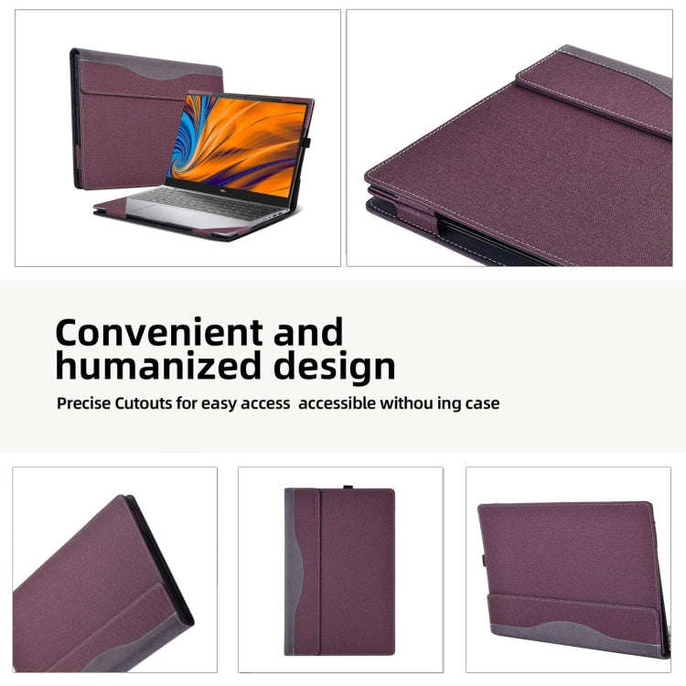 For HP Envy X360 15 inch 15-eu / 15-ew Leather Laptop Shockproof Protective Case(Dark Blue)