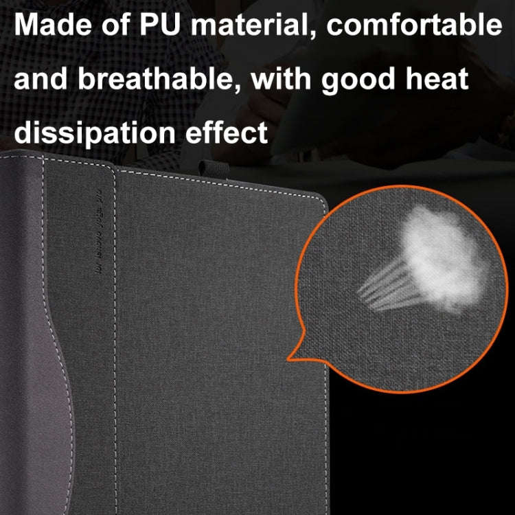 For HP Pavilion Plus Laptop 14-eh / 14t-eh Leather Laptop Shockproof Protective Case(Dark Blue)