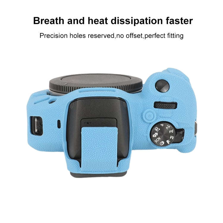 For Canon EOS R100 Litchi Texture Soft Silicone Protective Case(Blue)