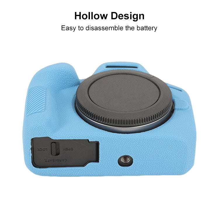 For Canon EOS R100 Litchi Texture Soft Silicone Protective Case(Blue)
