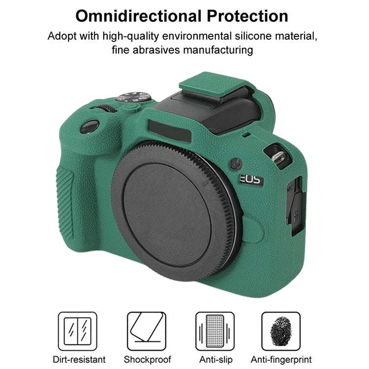For Canon EOS R100 Litchi Texture Soft Silicone Protective Case(Green)