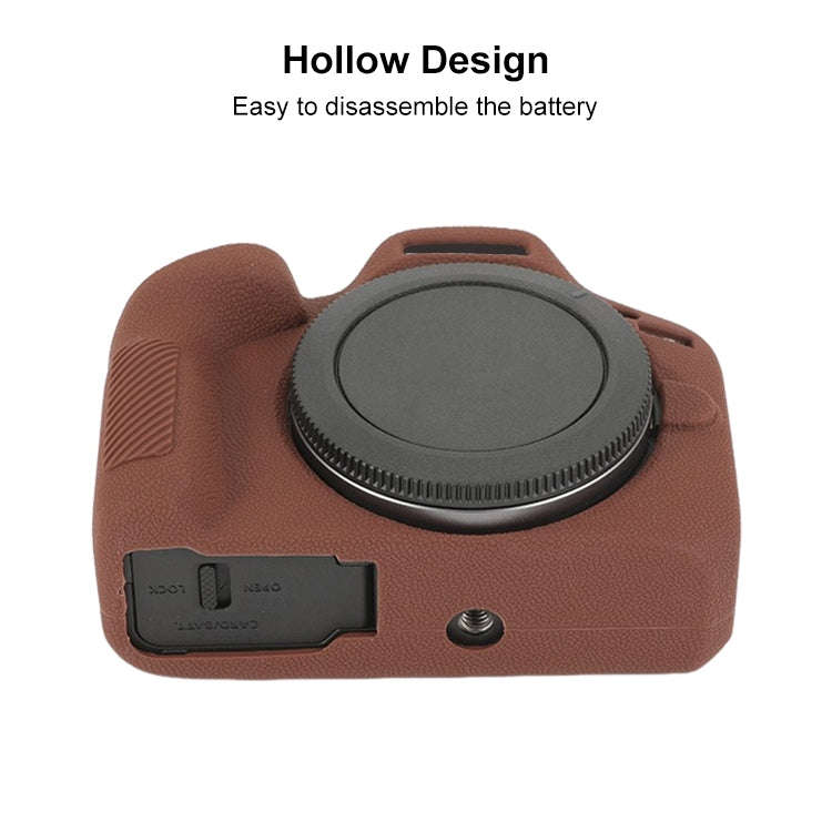 For Canon EOS R100 Litchi Texture Soft Silicone Protective Case(Coffee)