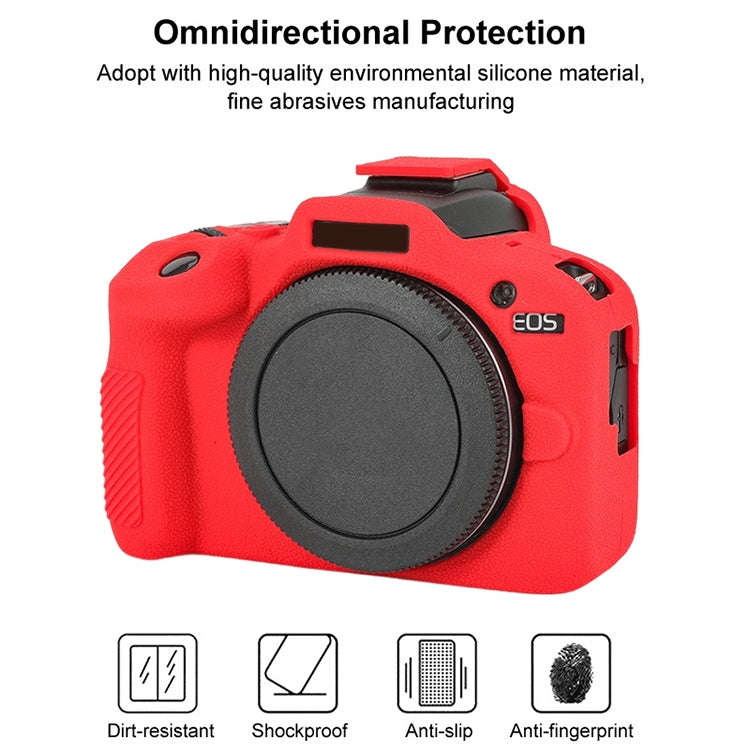 For Canon EOS R100 Litchi Texture Soft Silicone Protective Case(Red)