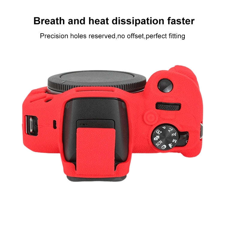 For Canon EOS R100 Litchi Texture Soft Silicone Protective Case(Red)