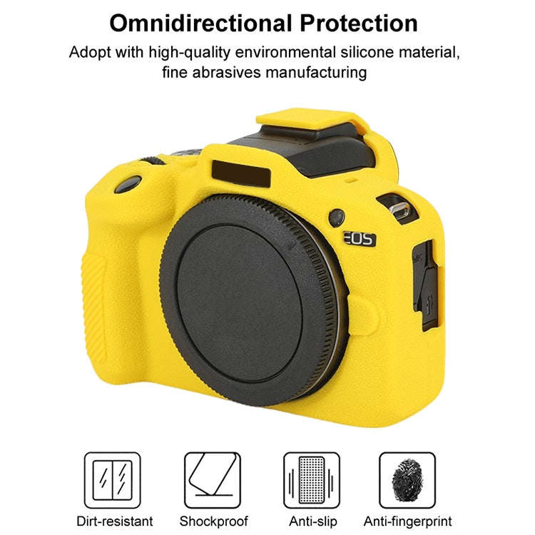 For Canon EOS R100 Litchi Texture Soft Silicone Protective Case(Yellow)