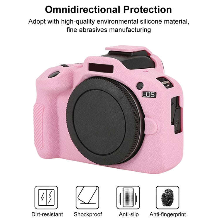For Canon EOS R100 Litchi Texture Soft Silicone Protective Case(Pink)