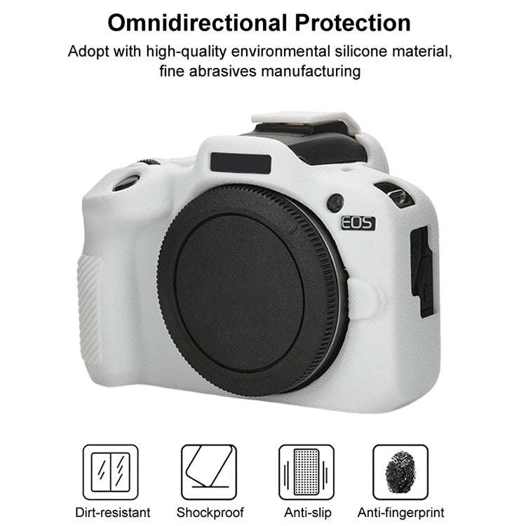 For Canon EOS R100 Litchi Texture Soft Silicone Protective Case(White)