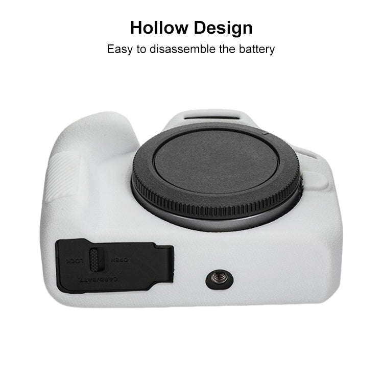 For Canon EOS R100 Litchi Texture Soft Silicone Protective Case(White)
