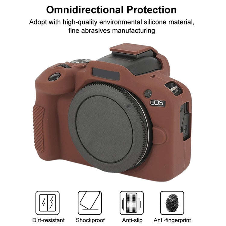 For Canon EOS R100 Glossy Soft Silicone Protective Case(Coffee)