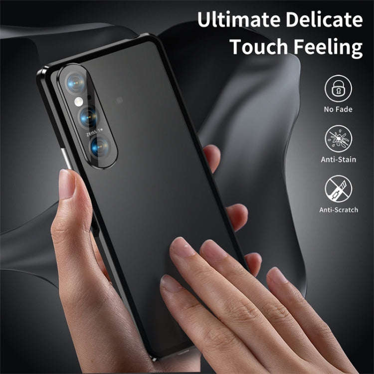 For Sony Xperia 1 VI HD Magnetic Metal Tempered Glass Phone Case(Black)