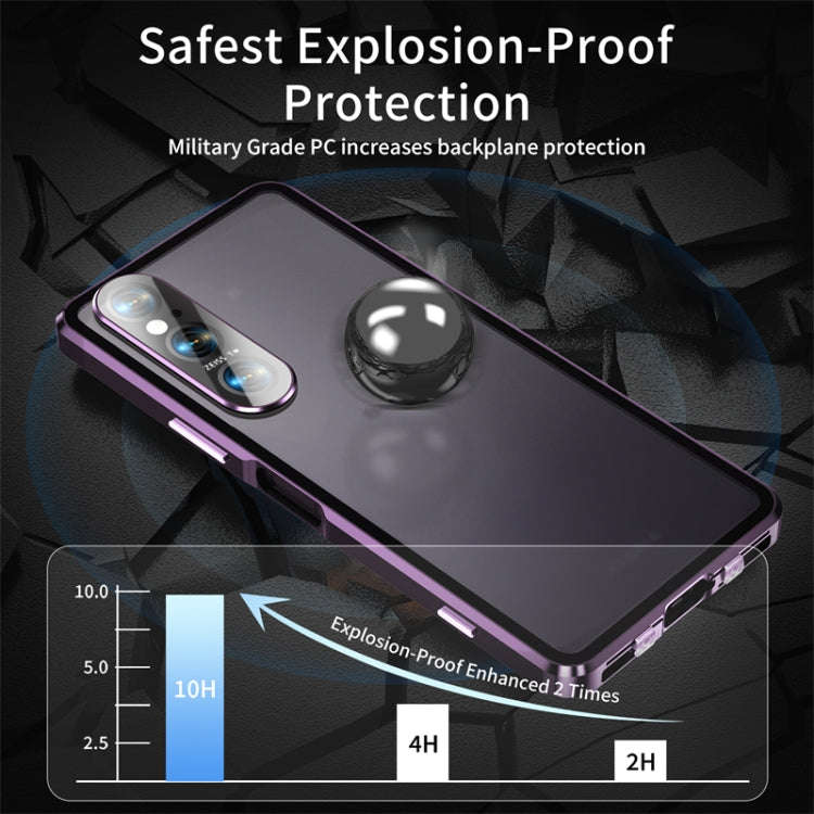 For Sony Xperia 1 VI HD Magnetic Metal Tempered Glass Phone Case(Purple)