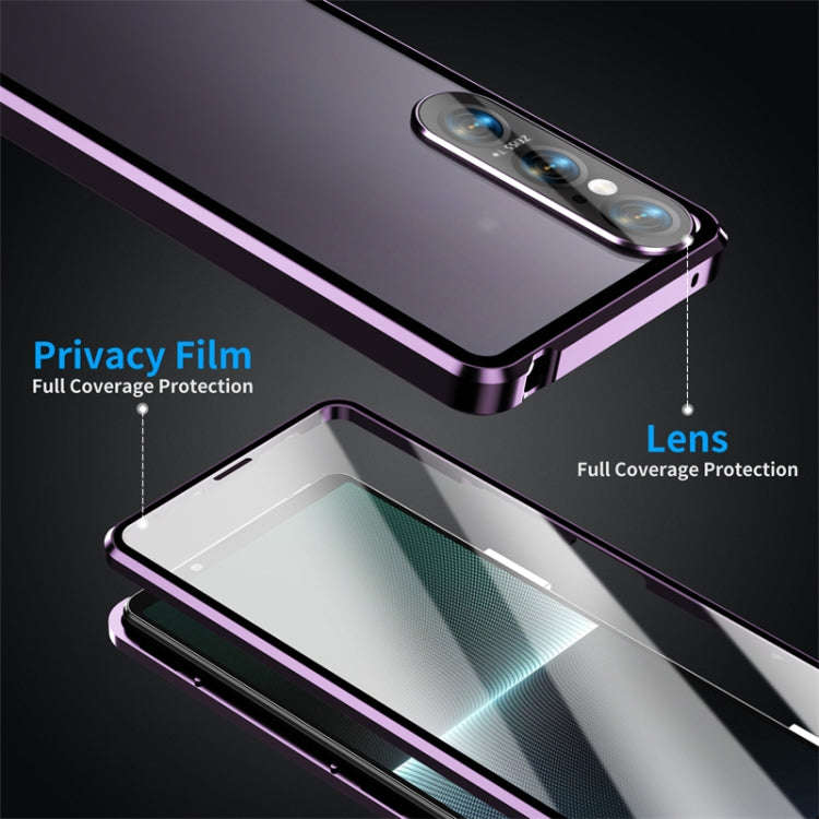 For Sony Xperia 1 VI HD Magnetic Metal Tempered Glass Phone Case(Purple)