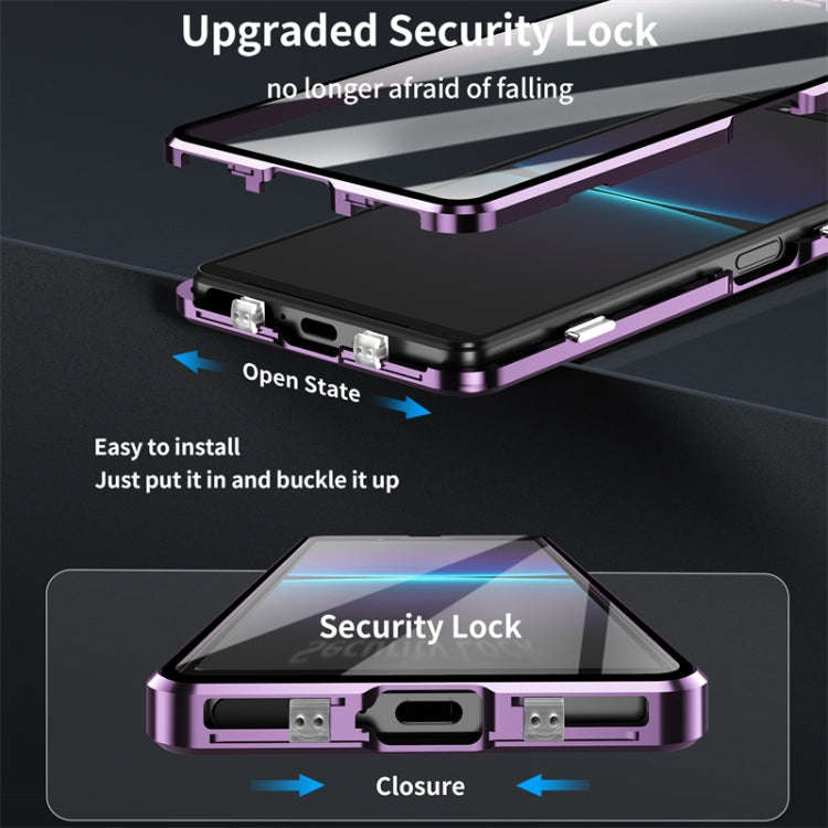 For Sony Xperia 1 VI HD Magnetic Metal Tempered Glass Phone Case(Purple)