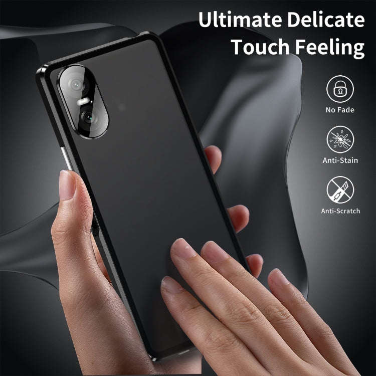 For Sony Xperia 10 VI HD Magnetic Metal Tempered Glass Phone Case(Black)